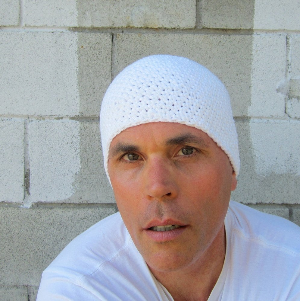 Baumwoll Kundalini Mütze, Handgehäkelte Weiße Mütze Baumwoll Kundalini Mütze, Handgehäkelte Weiße Mütze von bigalhats