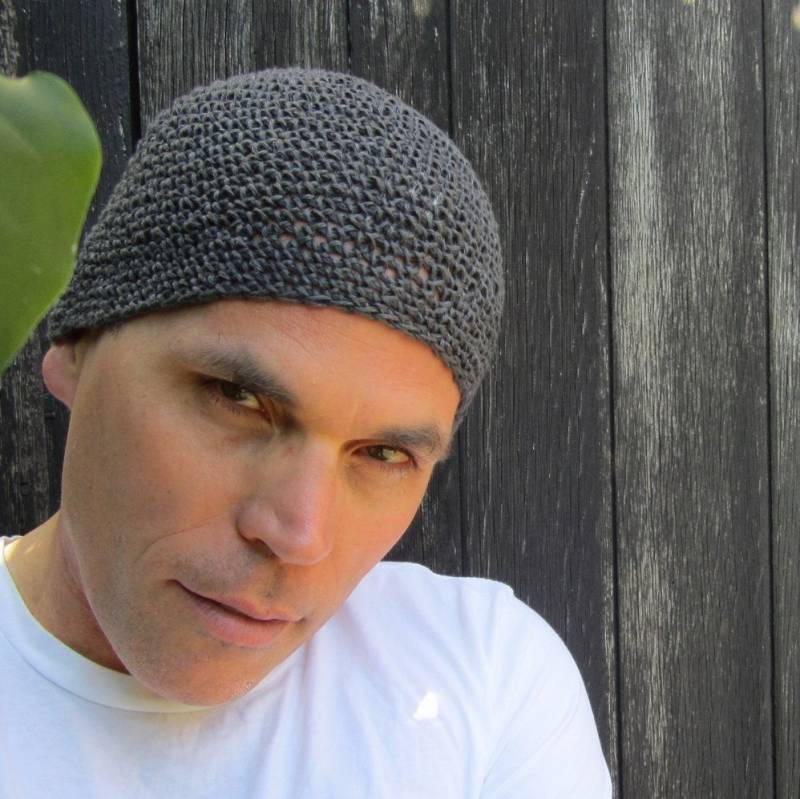 Männer Hanf Kufi Graue Gehäkelte Cap, Handgefertigte Mütze von bigalhats