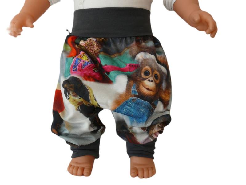 Mitwachshose Pumphose Haremshose Digitaldruck " Affen Baumwolljersey Ca. Gr. 62 Bis 80 von bighead5005