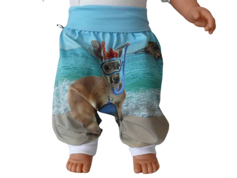 Mitwachshose Pumphose Haremshose Digitaldruck " Känguru Baumwolljersey Ca. Gr. 62 Bis 80 von bighead5005