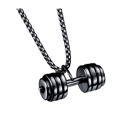 bigshopDE Halskette Anhänger Edelstahl Hantel Fitness Herren Kette Schmuck, Farbe Schwarz von bigshopDE