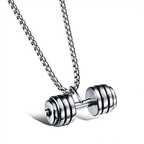 bigshopDE Halskette Anhänger Edelstahl Hantel Fitness Herren Kette Schmuck, Farbe Silber von bigshopDE