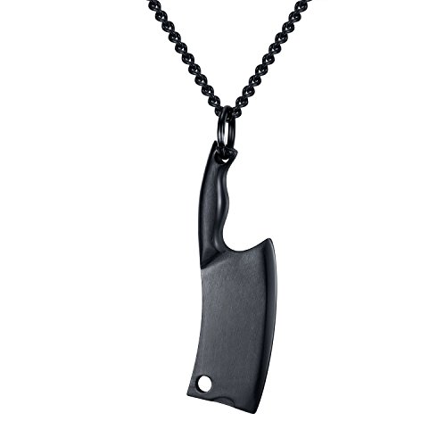 bigshopDE Herren Schmuck Edelstahl Halskette Kette Küche Messer Anhänger Schwarz von bigshopDE