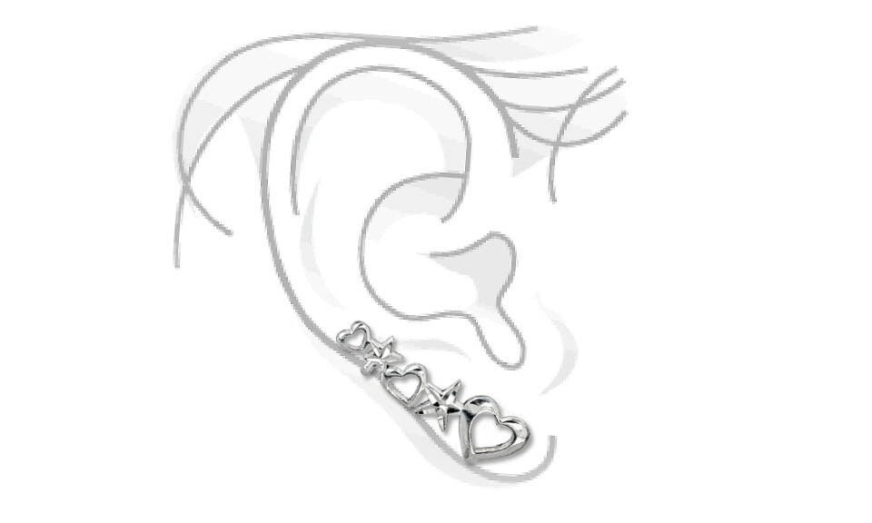 Sterling Silber Herz & Stern Ohrmanschette Sterling Silber Herz & Stern Ohrmanschette von bigsilverstars