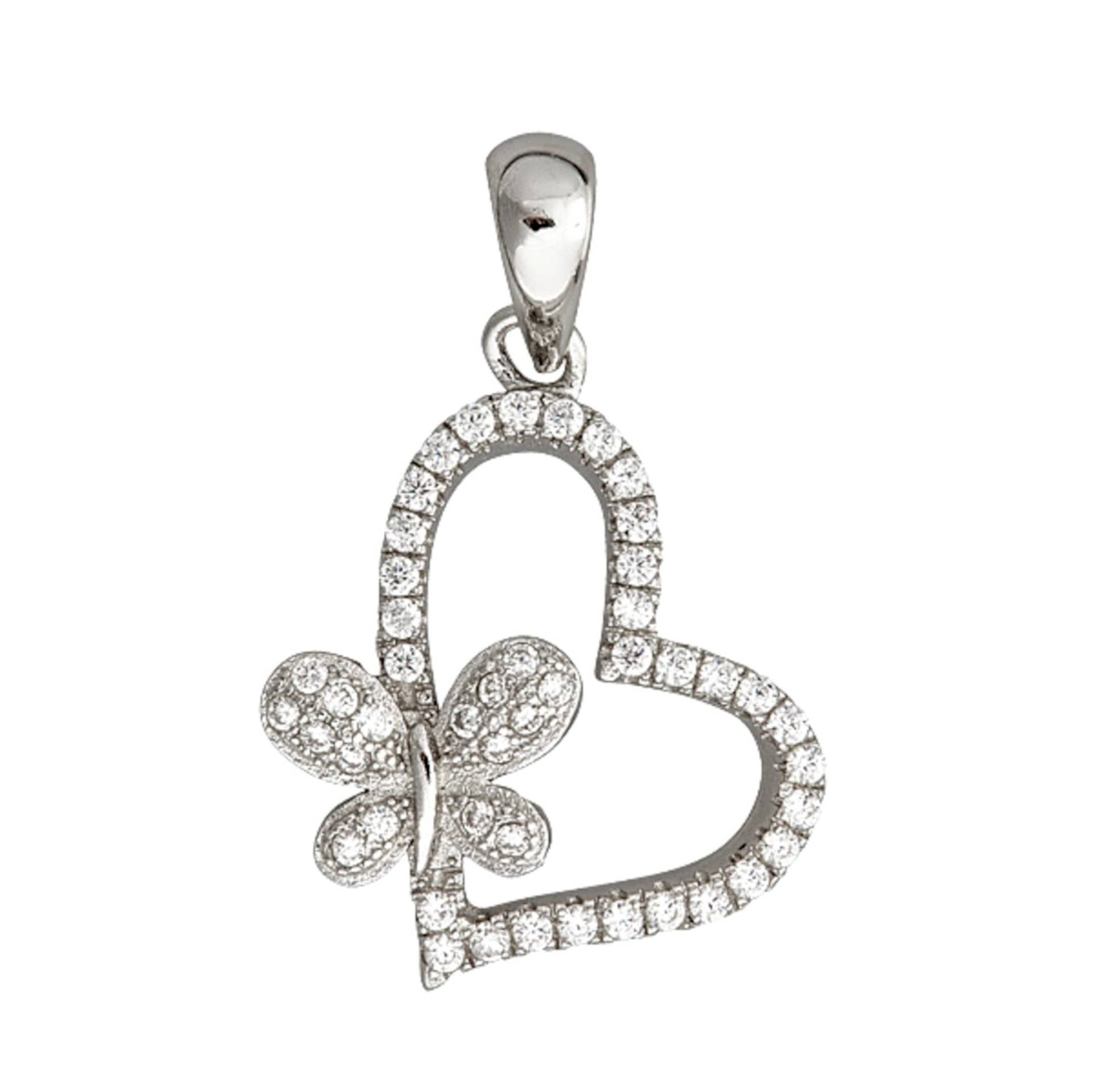 sterling Silber Herz Halskette Zirkonia Schmetterling Anhänger sterling Silber Herz Halskette Zirkonia Schmetterling Anhänger von bigsilverstars