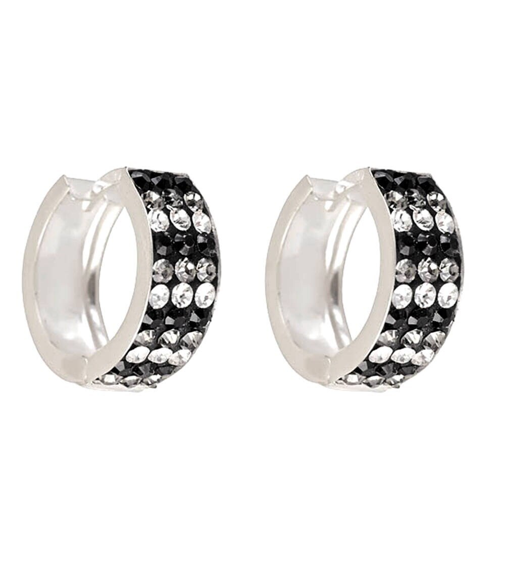 sterling Silber Kristall Creolen Black & White Huggies | 15 Mm sterling Silber Kristall Creolen Black & White Huggies | 15 Mm von bigsilverstars