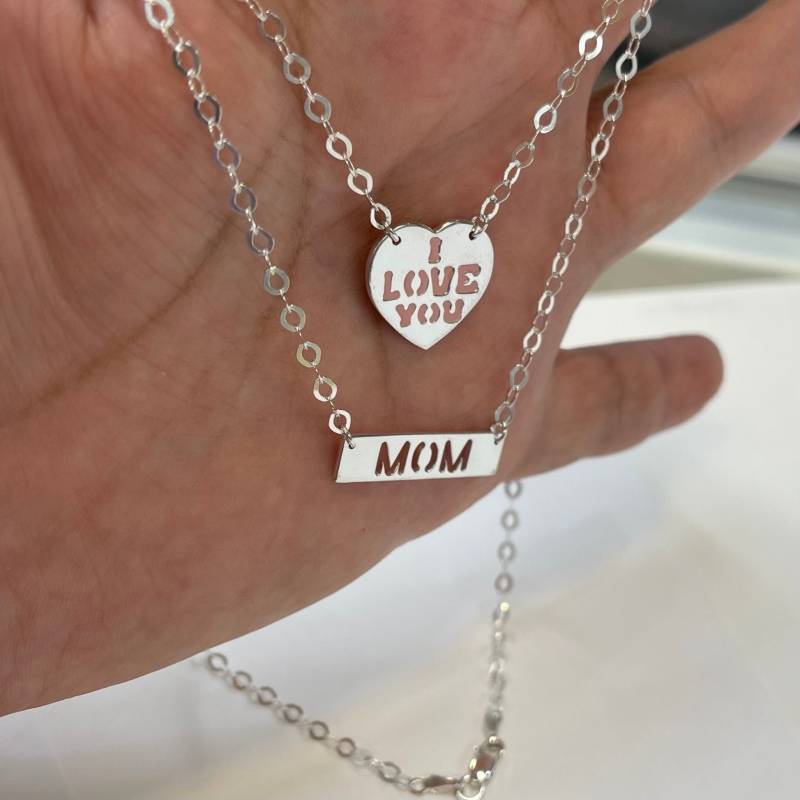 sterling Silber Muttertag Halskette "I Love You Mom" Doppelstrang sterling Silber Muttertag Halskette "I Love You Mom" Doppelstrang von bigsilverstars
