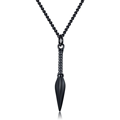 bigsoho Edelstahl Halskette Herren Pfeil Speer Spitze Anhänger 62cm Kette Schmuck - Farbe Schwarz von bigsoho