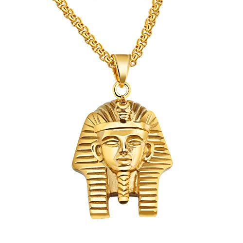 bigsoho Vintage Herren Anhänger Ägypten Pharao Kette Edelstahl Halskette Schmuck von bigsoho