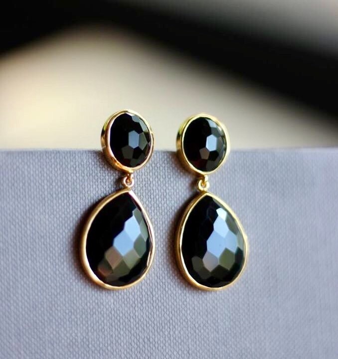 Schwarze Onyx Ohrringe - Bezel Set ....limited Edition von bijouxbydesif