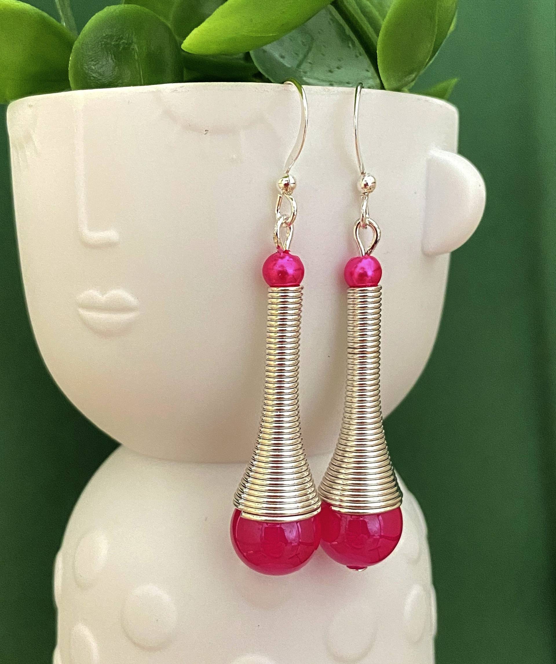 Fuchsia-Schmuck, Fuchsia-Rosafarbene Ohrringe, Zapfen Fuchsia-Schmuck, Fuchsia-Rosafarbene Ohrringe, Zapfen von bijouxbymaeva