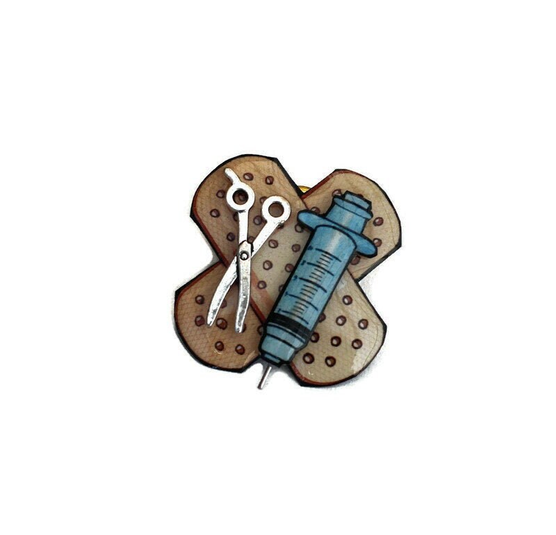 Krankenschwesternadel, Harzspritze, Silberne Metallschere, Verband, Krankenschwester-Abschlussgeschenk von bijouxlafeecameleon