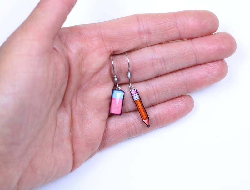 Radiergummi - Und Bleistiftohrringe von bijouxlafeecameleon