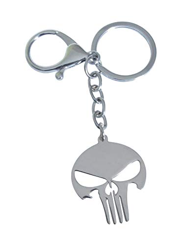 Schlüsselanhänger, Totenkopf-Schmuck, Gabber Stil Hardcore mit Karabiner, silber von bijouxmodefashion