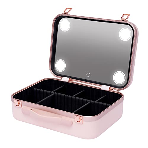 Organizer Lippenstift Makeup Pinsel Fassungsvermögen Case Transparent Fächern Make up Koffer mit dimmbaren LED Lampen kippbarem Spiegel beleuchteter Kosmetik Aufbewahrungskoffer von biniliubi