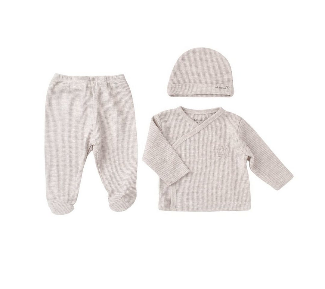 biorganic Wickelshirt Baby Nature In Waffle für Jungen und Mädchen Unisex Langarm (3er Set Erstausstattungspaket, 3-tlg., Wickelshirt + Hose + Mütze) Waffle-Struktur, 100% Bio-Baumwolle, GOTS-zertifiziert, Größe 56/62 von biorganic