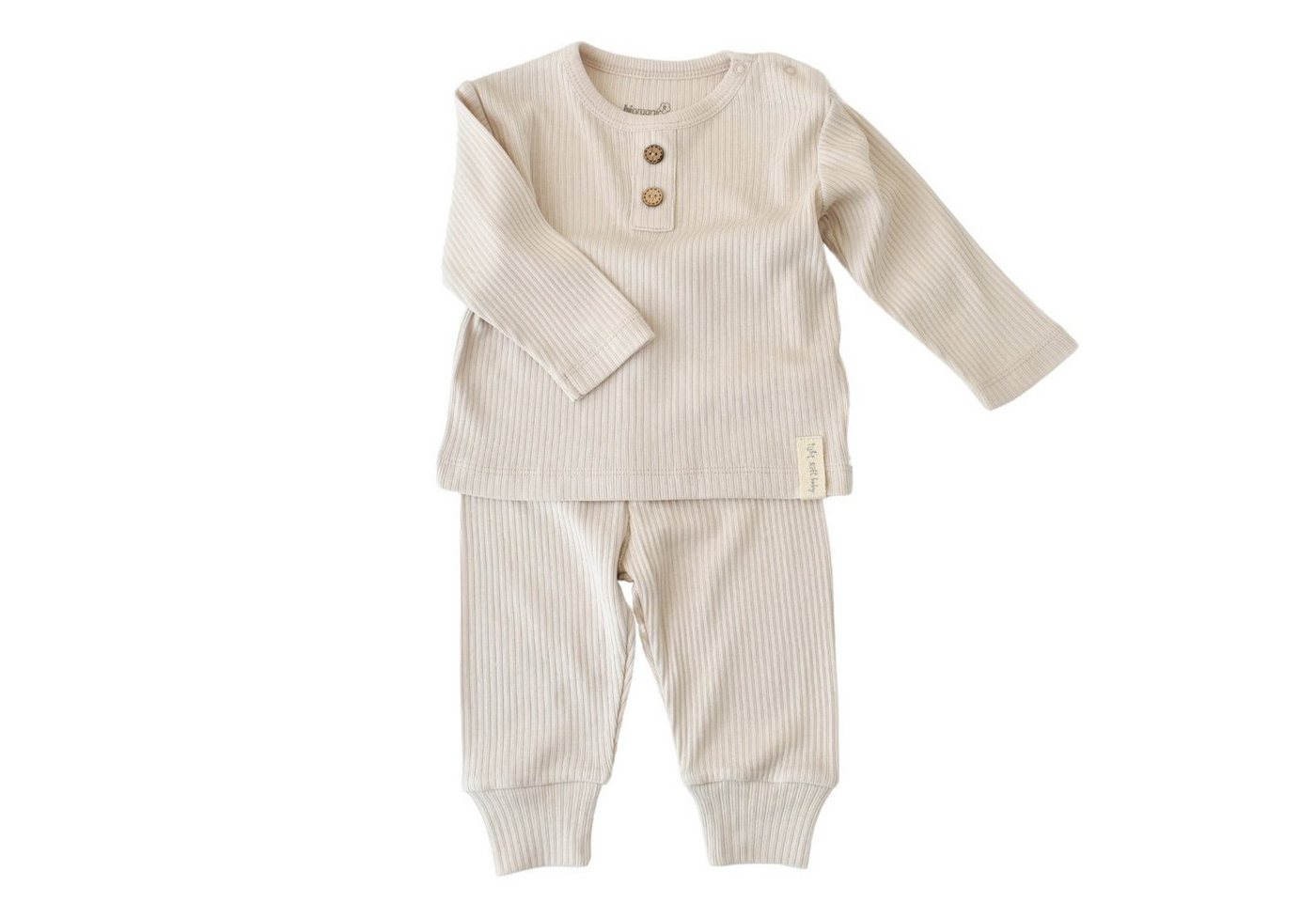 biorganic Pyjama Soft Modal Shirt & Hose Baby Set für Jungen und Mädchen Unisex (Pyjama-Set, 2 tlg., Langarmshirt + Hose) gerippte Textilstruktur, 50% Bio-Baumwolle 50% Modal Größe 62-80 von biorganic