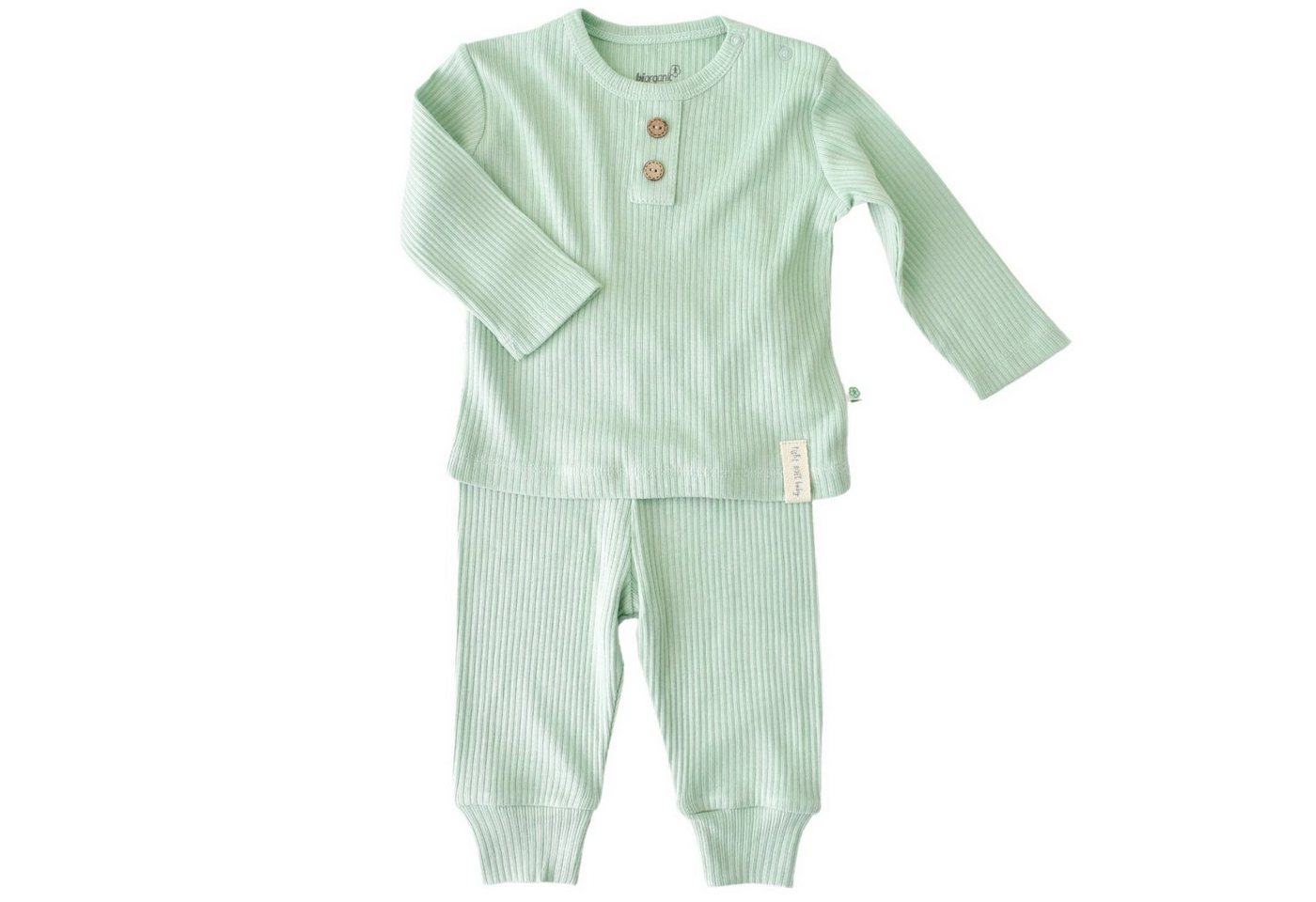 biorganic Pyjama Soft Modal Shirt & Hose Baby Set für Jungen und Mädchen Unisex (Pyjama-Set, 2 tlg., Langarmshirt + Hose) gerippte Textilstruktur, 50% Bio-Baumwolle 50% Modal Größe 62-80 von biorganic