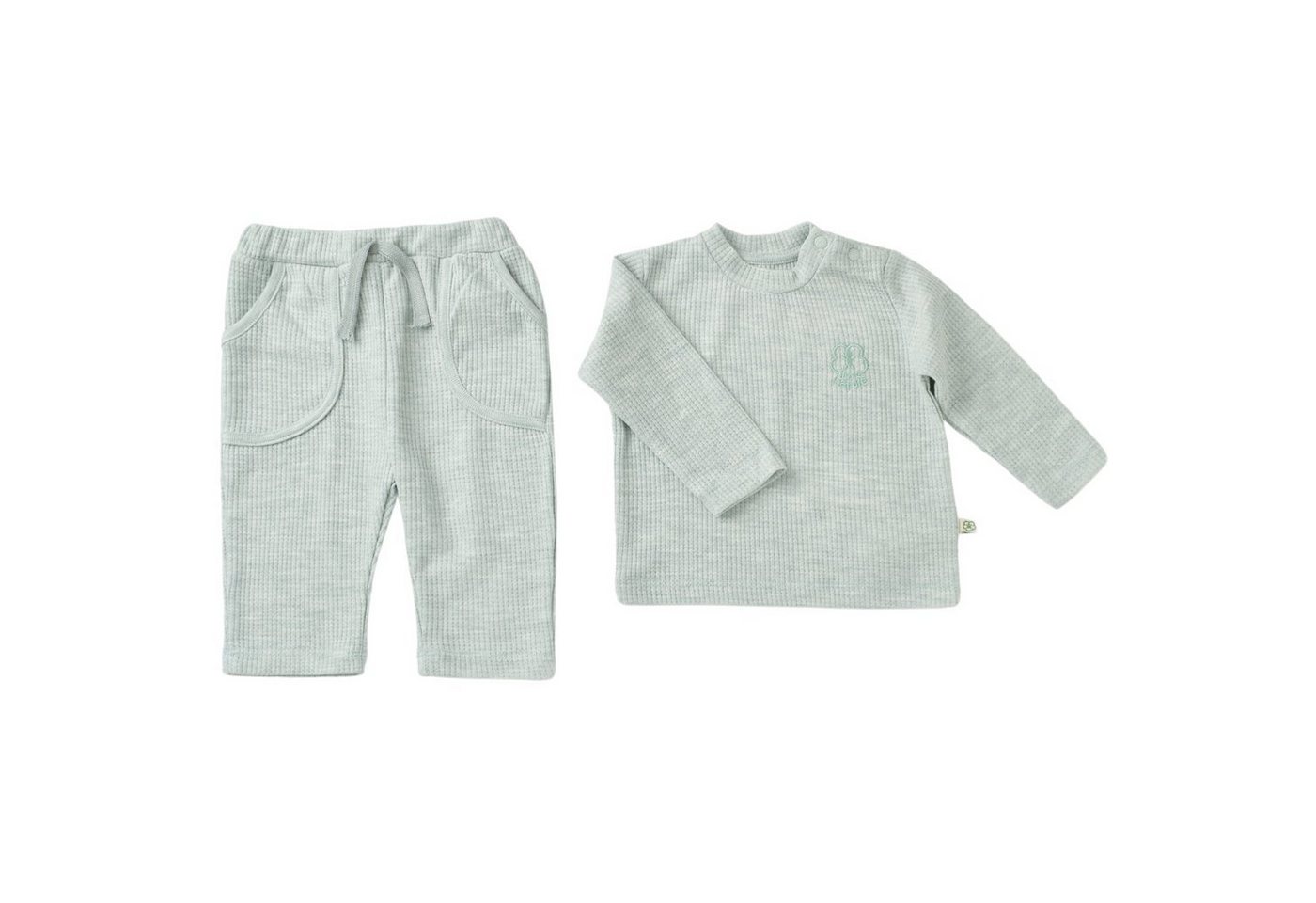 biorganic Schlafanzug Shirt & Hose Baby Set Nature In Waffle für Jungen und Mädchen Unisex (Pyjama-Set, 2 tlg., Langarmshirt + Hose) Waffle-Struktur, 100% Bio-Baumwolle, GOTS-zertifiziert von biorganic