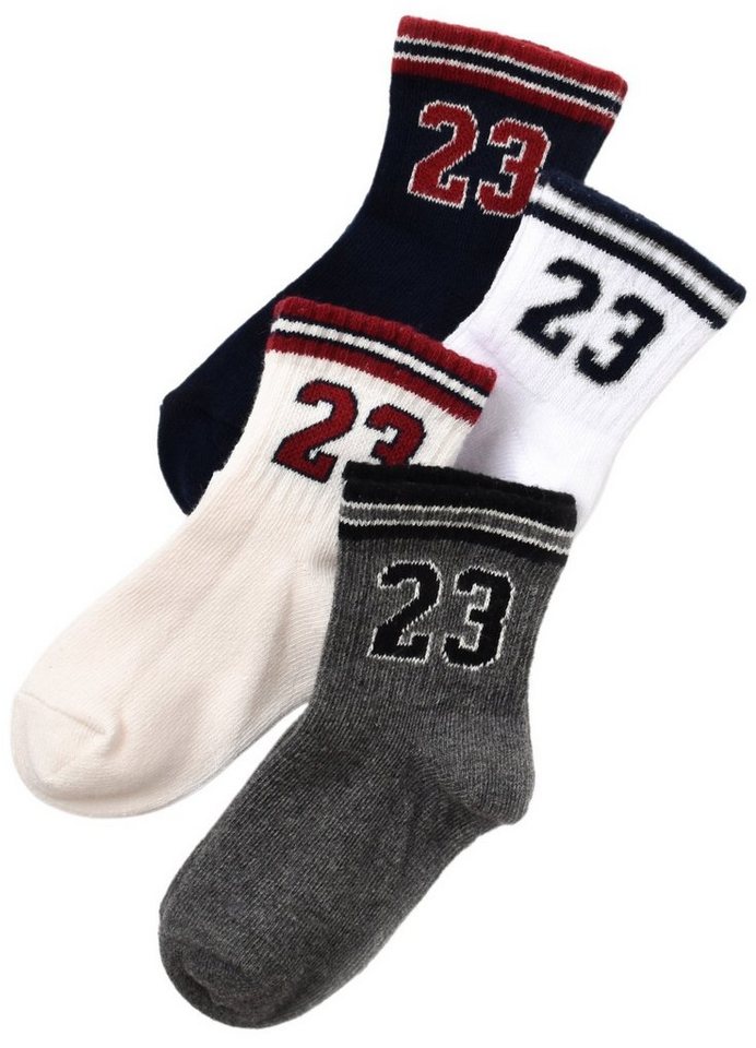 biorganic Socken Baby Kinder Jungen Socken GOTS-zertifiziert 1-8 Jahre (21-36) Numbers (Set, 4-Paar, 4er-Pack) Design mit der Nummer 23 von biorganic