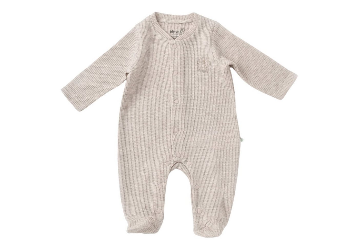 biorganic Strampler Baby Nature In Waffle mit Fuß für Jungen und Mädchen Unisex Langarm (1-tlg) geknöpft, 100% Bio-Baumwolle, Waffelstruktur von biorganic