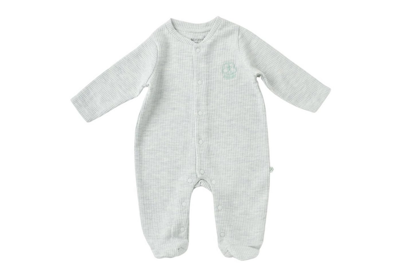 biorganic Strampler Baby Nature In Waffle mit Fuß für Jungen und Mädchen Unisex Langarm (1-tlg) geknöpft, 100% Bio-Baumwolle, Waffelstruktur von biorganic