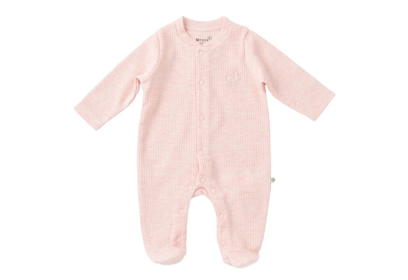 biorganic Strampler Baby Nature In Waffle mit Fuß für Jungen und Mädchen Unisex Langarm (1-tlg) geknöpft, 100% Bio-Baumwolle, Waffelstruktur von biorganic