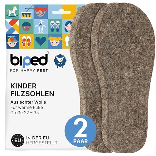 biped 2 Paar Kinder Filz Einlegesohlen aus reiner Wolle - Schuheinlagen aus natürlichem Filz für ein angenehmes Klima im Schuh z2755 (26-27) von biped