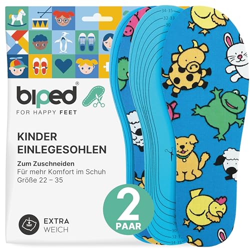 biped 2 Paar Kinder Einlegesohlen - Besonders weiche Sohlen zum Zuschneiden - Bunte Schuheinlagen für alle Kinderschuhe, Stiefel, Hausschuhe und Gummistiefel z2751 von biped