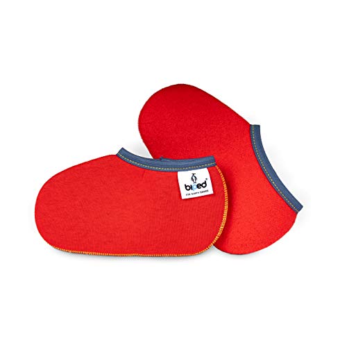 biped Kinder Stiefelsocken ZWERGPINGUIN - Gummistiefelsocken in rot oder blau - Socken für Ski- und Schlittschuhe, Füßlinge für Reitstiefel z2742(rot-33-34) von biped