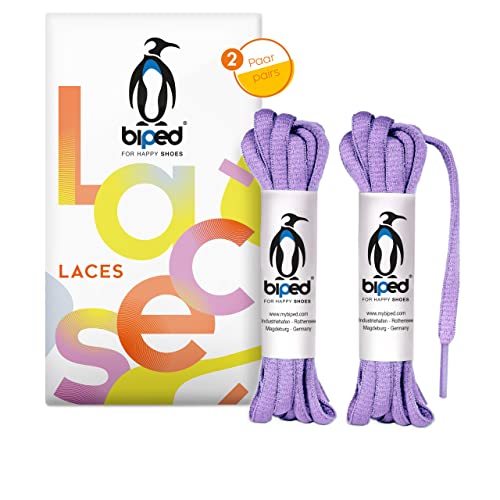 biped LACES 2 Paar reißfeste Polyester Schnürsenkel für Damen-, Herren- und Kinderschuhe, Sneaker, Sport- und Laufschuhe oval 6 mm z2912(#10 light purple,140 cm) von biped
