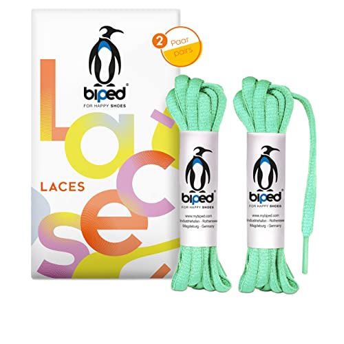 biped LACES 2 Paar reißfeste Polyester Schnürsenkel für Damen-, Herren- und Kinderschuhe, Sneaker, Sport- und Laufschuhe oval 6 mm z2912(#15 ocean breeze,150 cm) von biped
