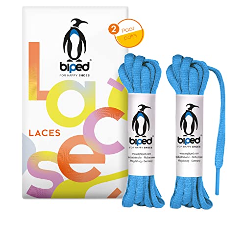 biped LACES 2 Paar reißfeste Polyester Schnürsenkel für Damen-, Herren- und Kinderschuhe, Sneaker, Sport- und Laufschuhe oval 6 mm z2912(#16 blue,120 cm) von biped