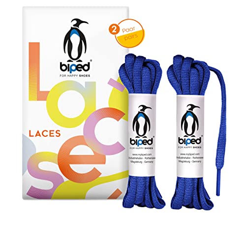 biped LACES 2 Paar reißfeste Polyester Schnürsenkel für Damen-, Herren- und Kinderschuhe, Sneaker, Sport- und Laufschuhe oval 6 mm z2912(#18 royal blue,120 cm) von biped
