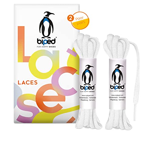 biped LACES 2 Paar reißfeste Polyester Schnürsenkel für Damen-, Herren- und Kinderschuhe, Sneaker, Sport- und Laufschuhe oval 6 mm z2912(#32 white,120 cm) von biped