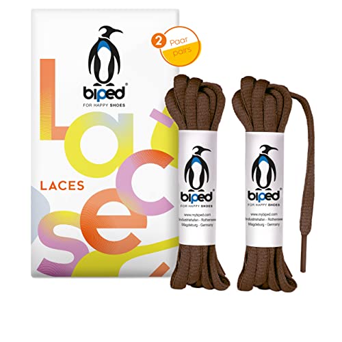biped LACES 2 Paar reißfeste Polyester Schnürsenkel für Damen-, Herren- und Kinderschuhe, Sneaker, Sport- und Laufschuhe oval 6 mm z2912(#4 brown,90 cm) von biped