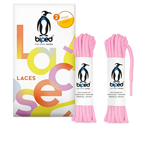 biped LACES 2 Paar reißfeste Schnürsenkel für Lederschuhe, Boots, Stiefel - für Arbeit, Freizeit und Sportschuhe - 100% Polyester Schuhbänder rund ø 4 mm z2914(#11 baby pink,100 cm) von biped