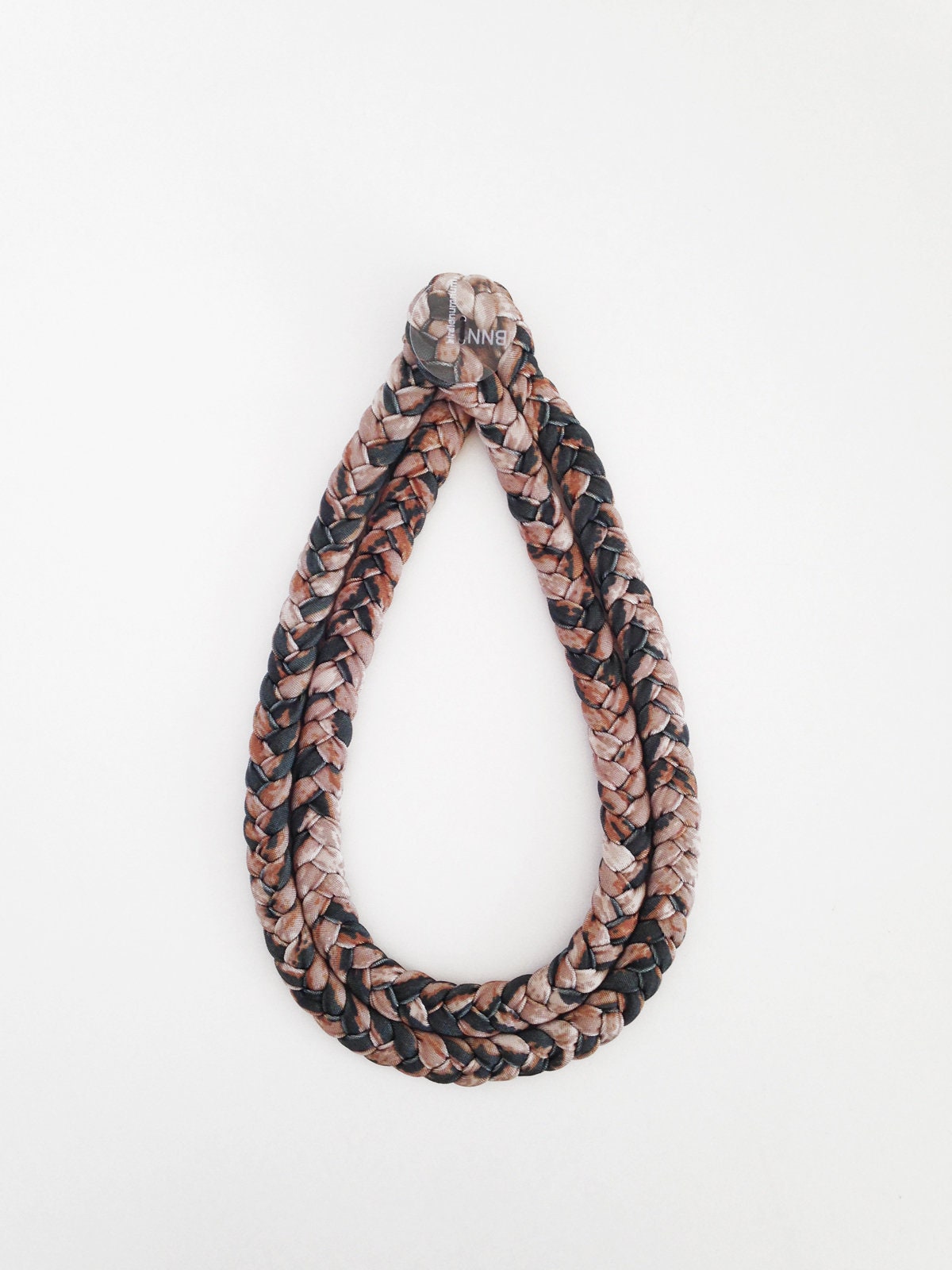 Mehrreihige Geflochtene Halskette, Braune Leopardenkette, Textilschmuck von birdienumnumshop