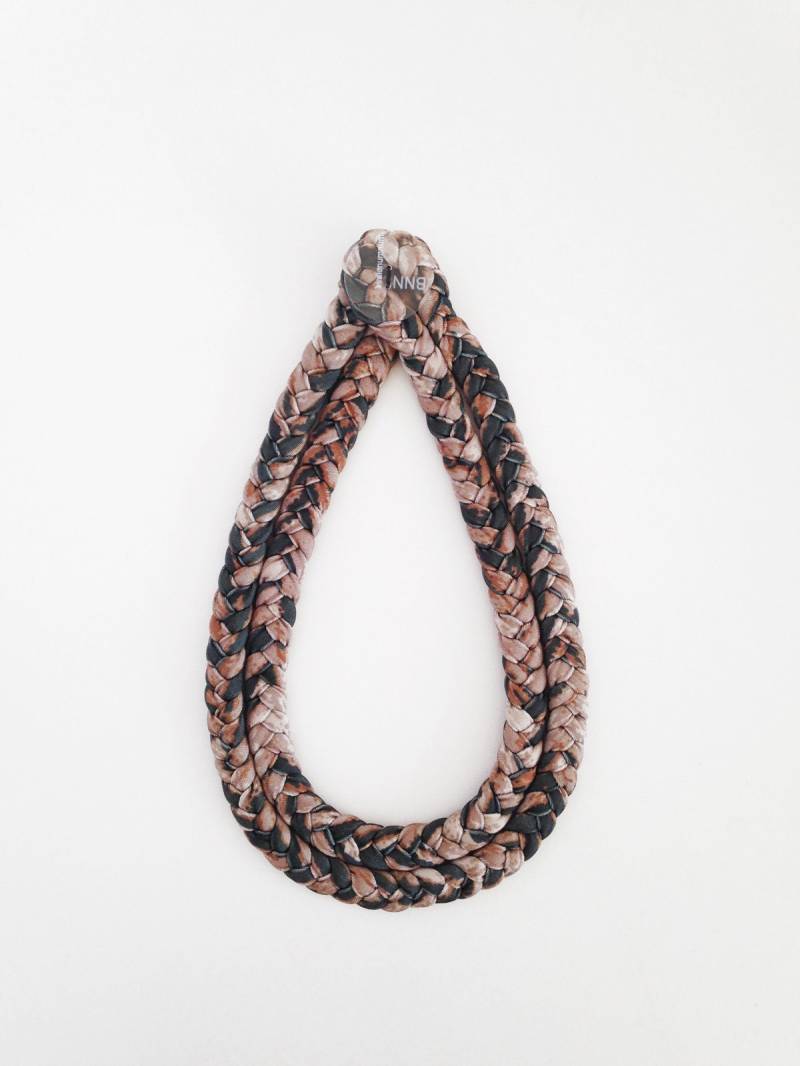 Mehrreihige Geflochtene Halskette, Braune Leopardenkette, Textilschmuck von birdienumnumshop