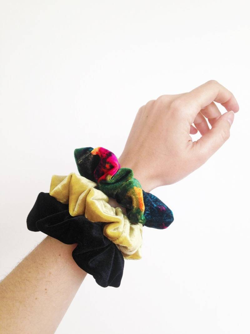 Samt Scrunchie Pack, Scrunchies Set, Großer Scrunchie, Scrunchies, Schwarzer Bunter von birdienumnumshop