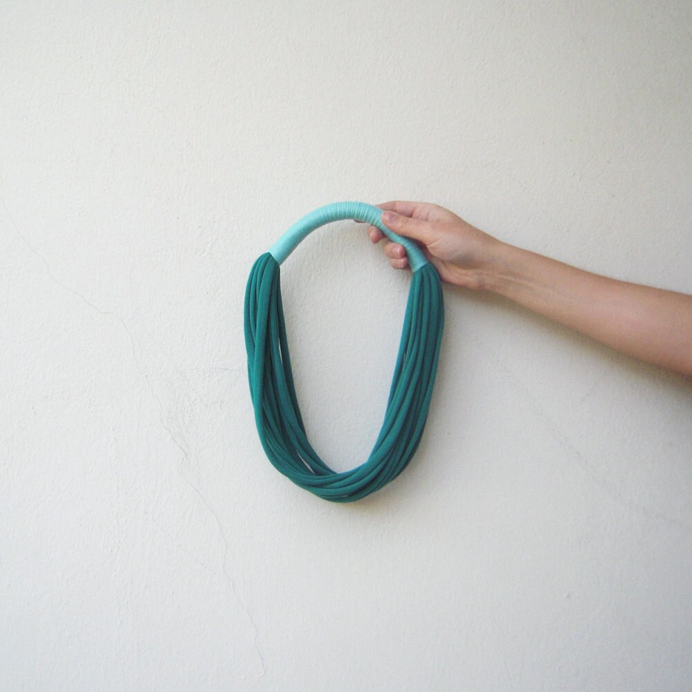 Emerald Kette, Petrol Stoff Mint Statement Jersey Baumwolle Kette - Die Flippige von birdienumnumshop