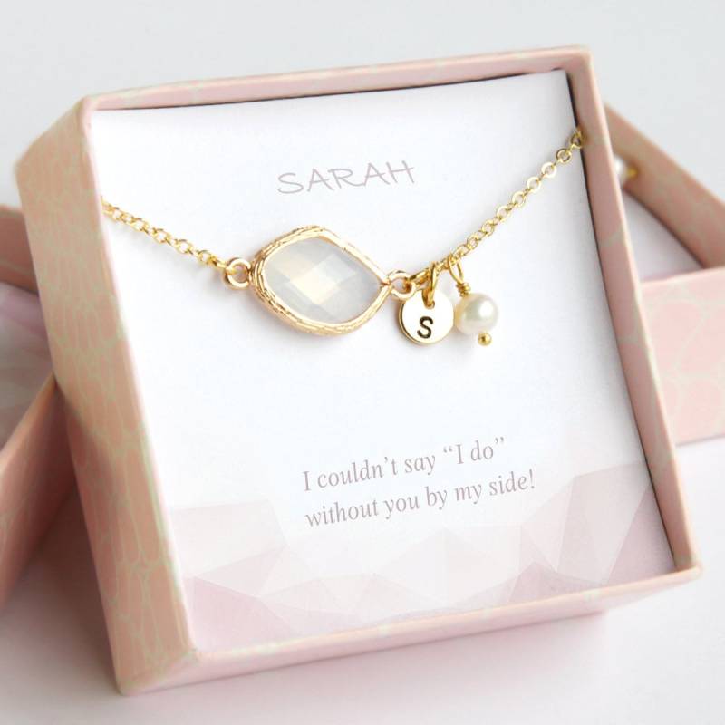 Beste Freund Brautjungfern Armband Geschenk, 14K Vergoldet, Personalisierte Opal Farbe Birthstones Anfang, Blumenmädchen Armband, Hochzeitsschmuck von birdshome