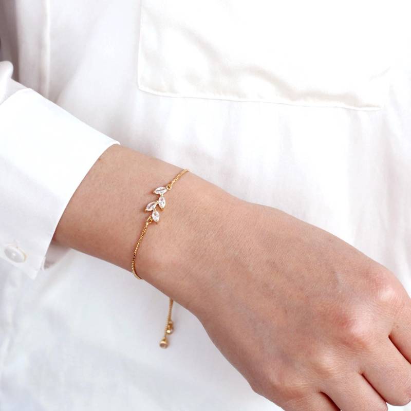 Brautjungfern Armband Geschenke, Einstellbarer Bester Freund Personalisiertes Anfangsarmband, Blumenmädchen Armband, Zierliche Blatt Armbänder von birdshome