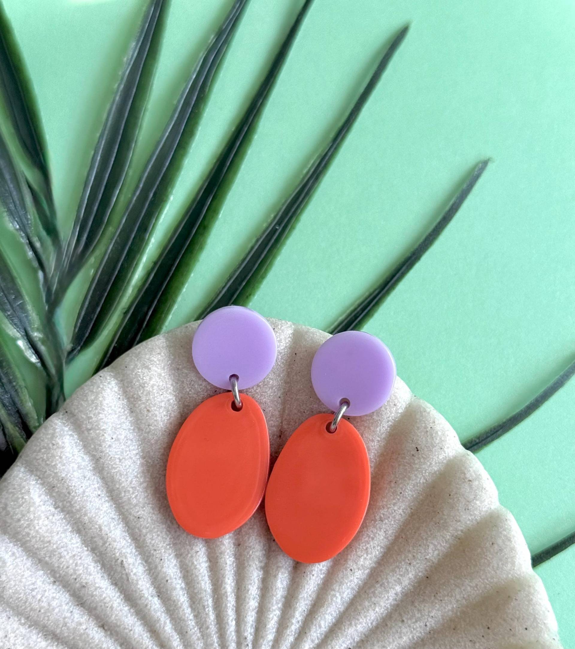 Acryl Ohrringe in Lila Und Orange/Ohrstecker Auffällige Hängeohrringe Statement Kunststoff Geschenk Acryl Ohrringe in Lila Und Orange/Ohrstecker Auffällige Hängeohrringe Statement Kunststoff Geschenk von birdsofparadiseDE