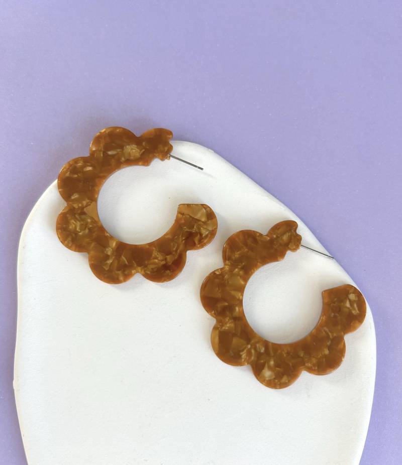 Beige Acetat Creolen/Hellbraune Aus Kunststoff Große Ohrringe Flache Statement Halbcreolen Schmuck Geschenk Freundin Beige Acetat Creolen/Hellbraune Aus Kunststoff Große Ohrringe Flache Statement Halbcreolen Schmuck Geschenk Freundin von birdsofparadiseDE