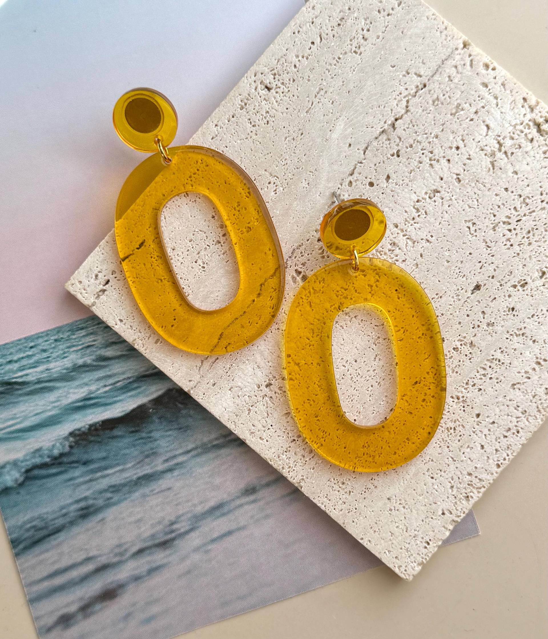 Große, Gelbe Ohrringe/statement Bunte, Auffällige Modeschmuck Schmuck Geschenk Für Freundin von birdsofparadiseDE