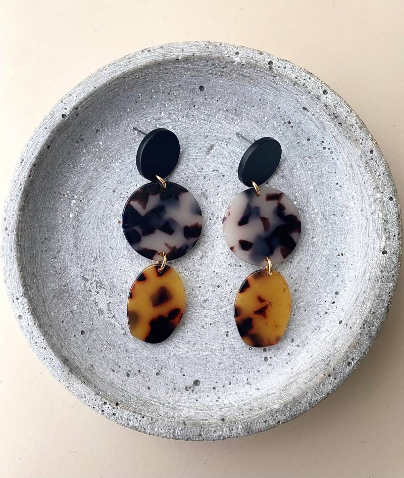 Große Schildpatt Ohrringe/Acetat Ohrring Lange Hängeohrringe Statement Plastik Geschenk Freundin von birdsofparadiseDE