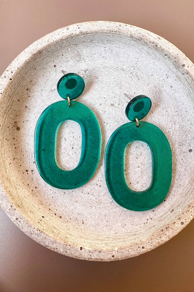 Grüne, Große Statement Ohrringe Aus Acetat Kunsstoff/Lange, Bunte Hängeohrringe Grüne Ohrstecker Mit Anhänger Geschenk Für Freundin von birdsofparadiseDE