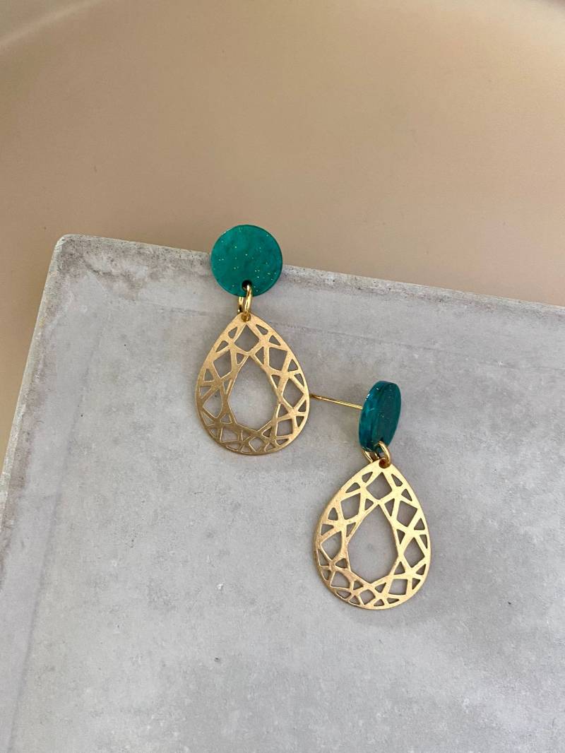 Grüne Acetat Ohrstecker Mit Goldenen Messing Anhänger/Boho Gold Ohrringe Mandala Ohrring in Und Grün Statement Schmuck Geschenk Grüne Acetat Ohrstecker Mit Goldenen Messing Anhänger/Boho Gold Ohrringe Mandala Ohrring in Und Grün Statement Schmuck Geschenk von birdsofparadiseDE