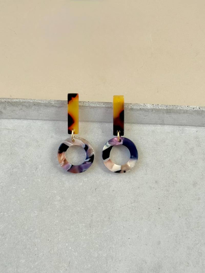 Kleine, Bunte Acryl Ohrringe Mit Schildpatt Ohrstecker/Mini Kunststoff Muster Geschenk Für Freundin von birdsofparadiseDE